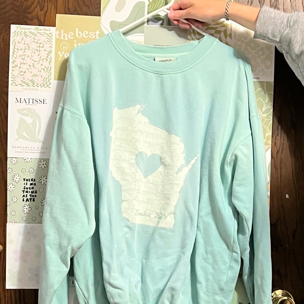 Teal Wisconsin “Lake Life” Crew Neck